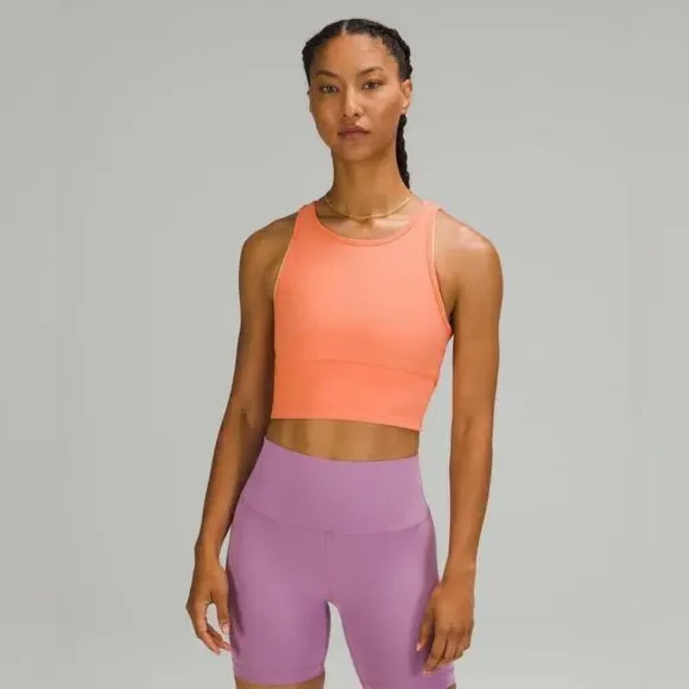 Lululemom Power Pivot Ribbed Tank Top in Golden Apricot